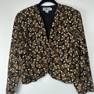The Daily Planet Vintage Women’s Open Jacket Size L/XL  Floral Cropped Beaded